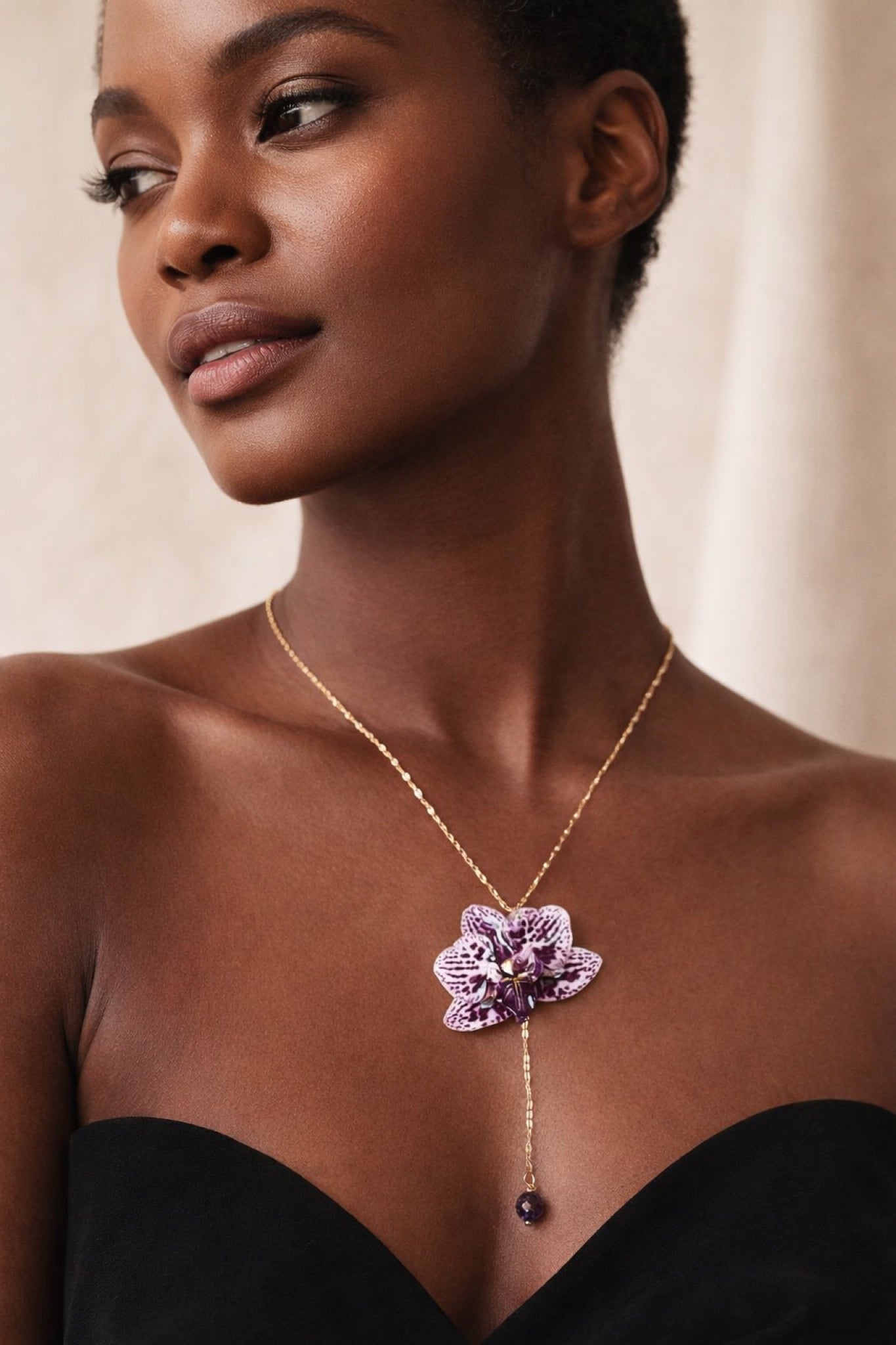 Orchid Drop Pendant Necklace