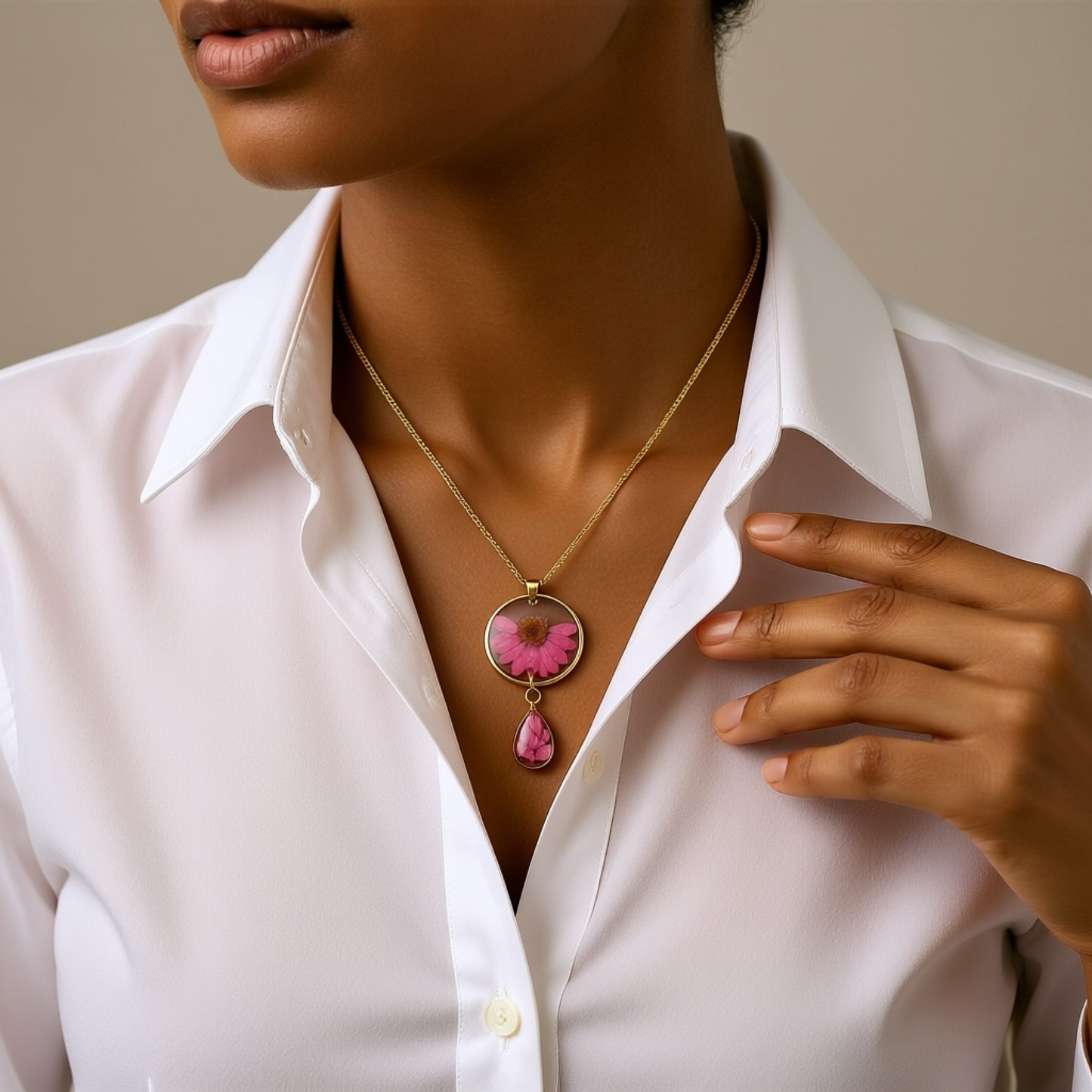 Pressed Flower Pendant Necklace