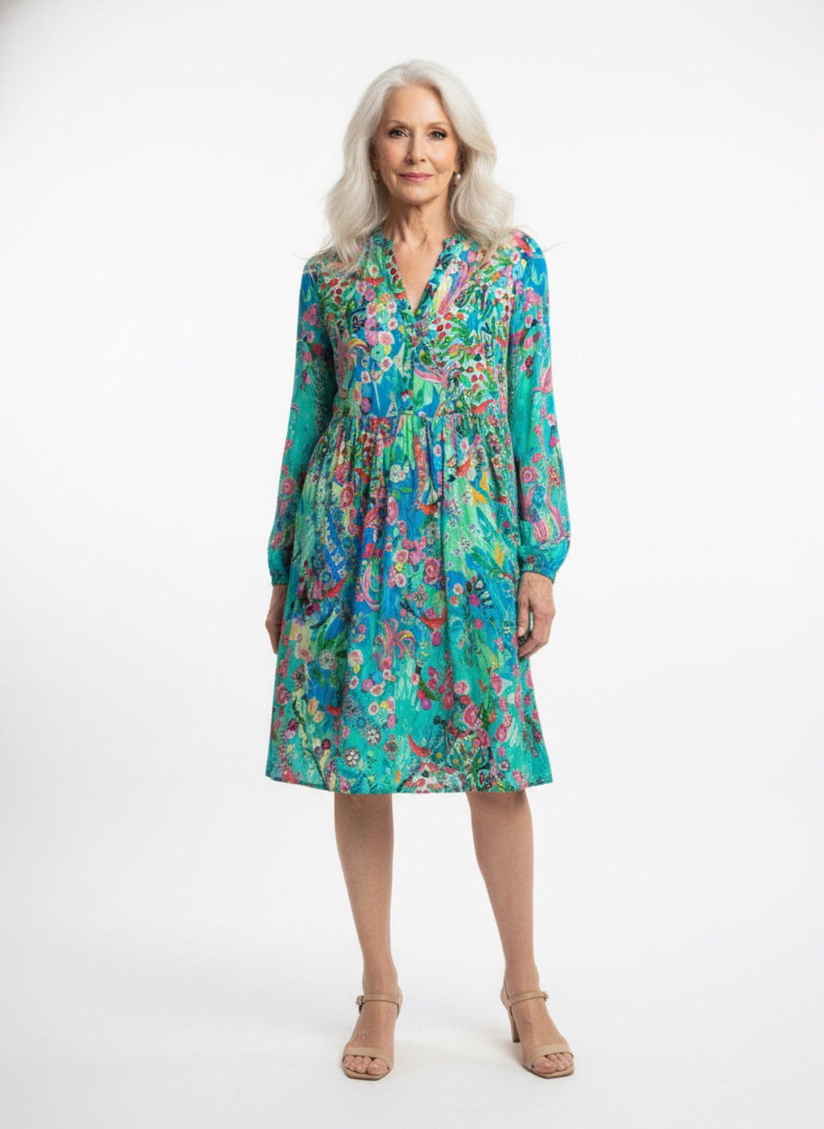 Viscose Silk Printed Midi Dress