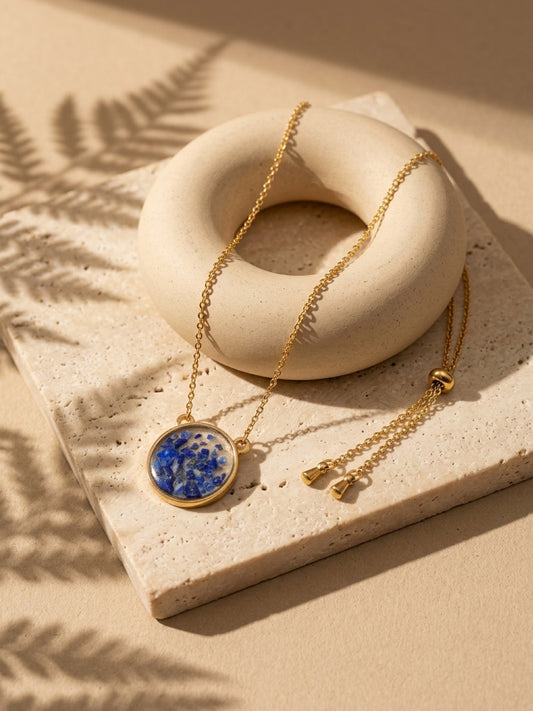 Lapis Circle Adjustable Necklace