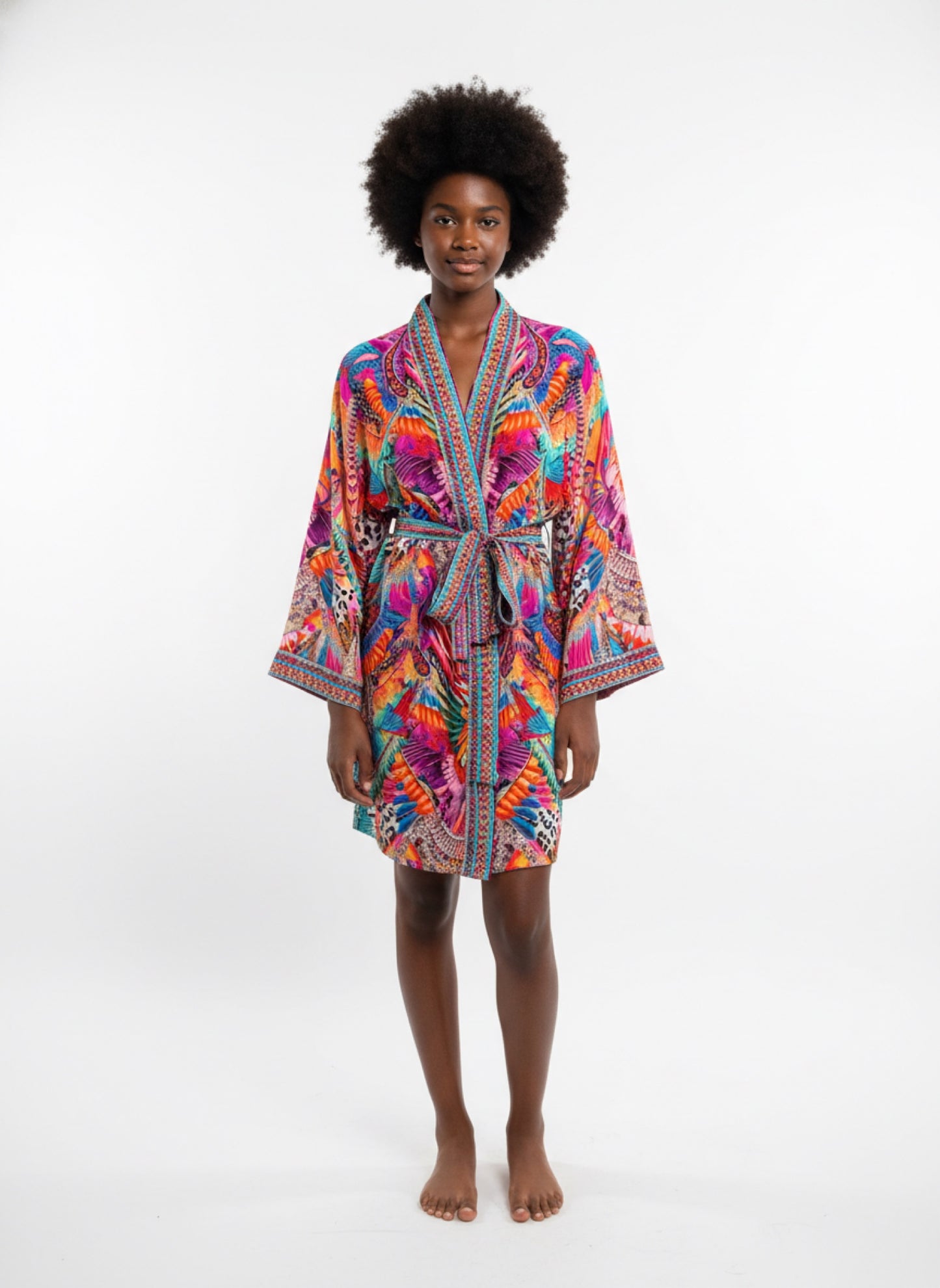 Printed Viscose Silk Wrap Robe