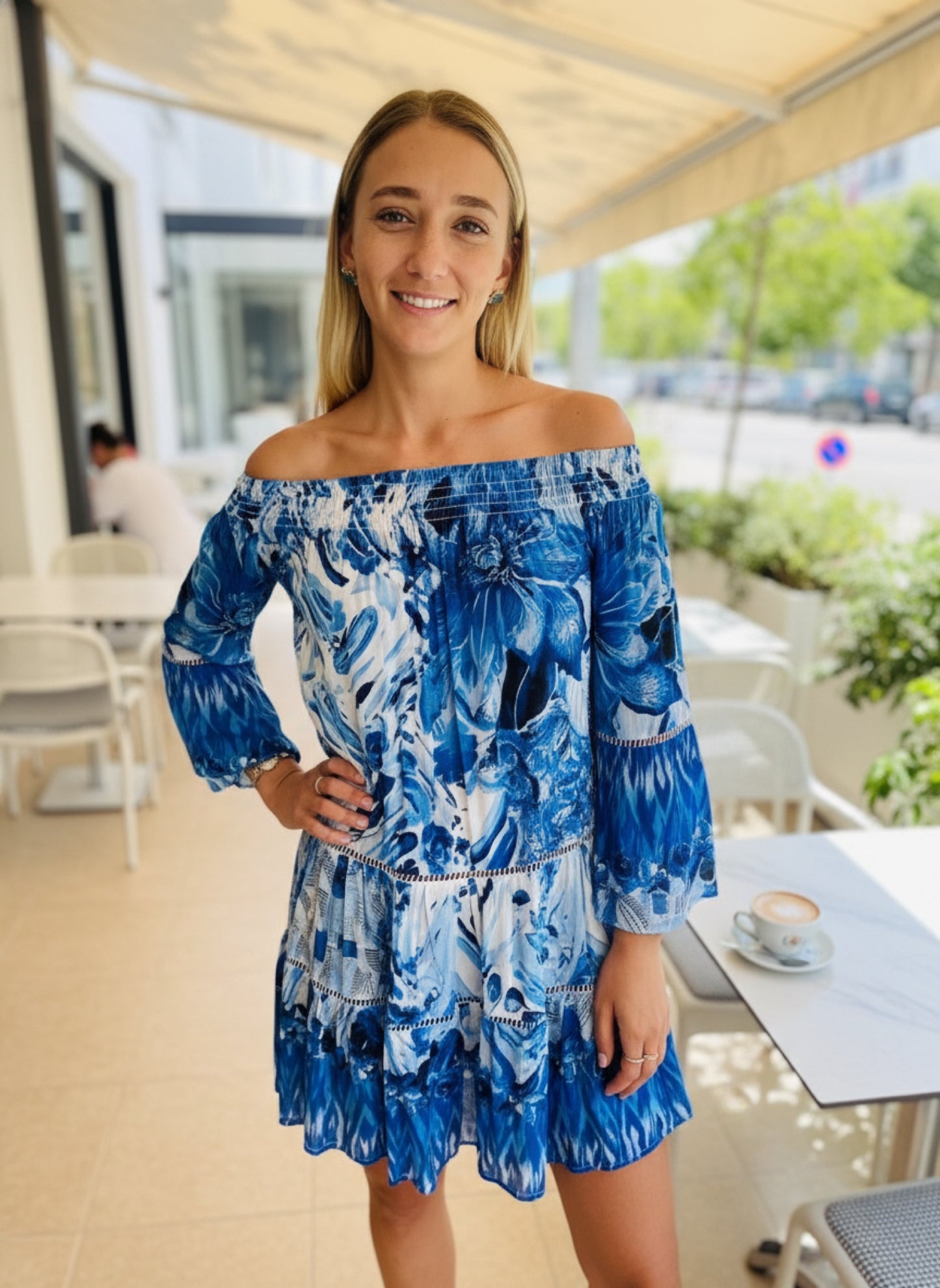 Sheer Viscose Silk Off-The-Shoulder Tunic