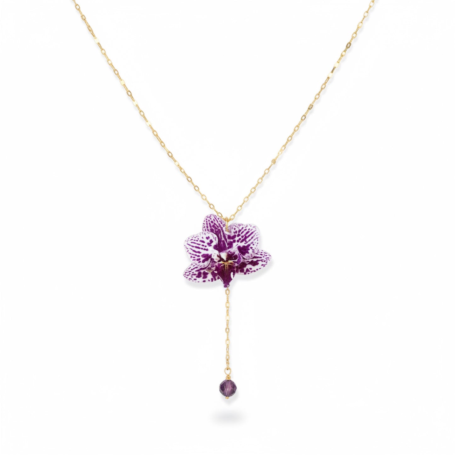 Orchid Drop Pendant Necklace
