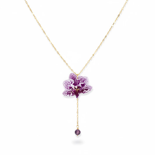 Orchid Drop Pendant Necklace