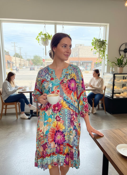 Floral Viscose Silk Dress