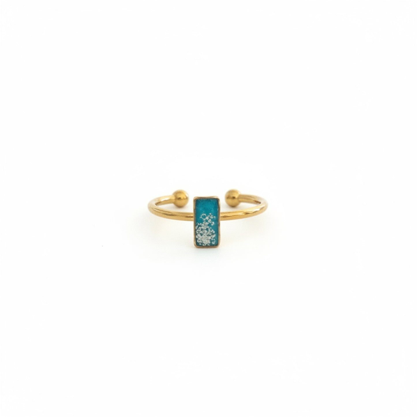 Rectangle Gold Sand Open Closure Ring