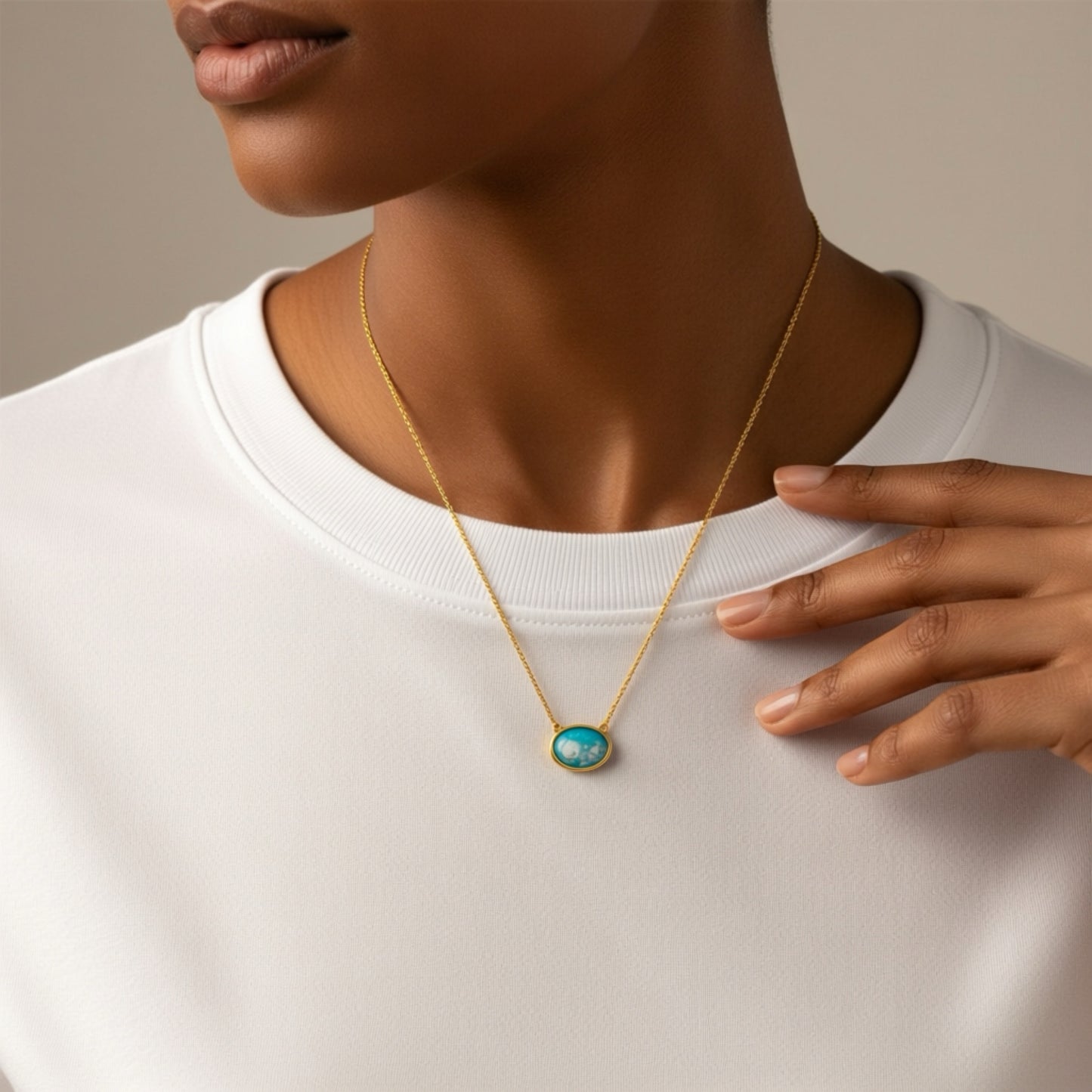 Oval Sand & Shell Necklace