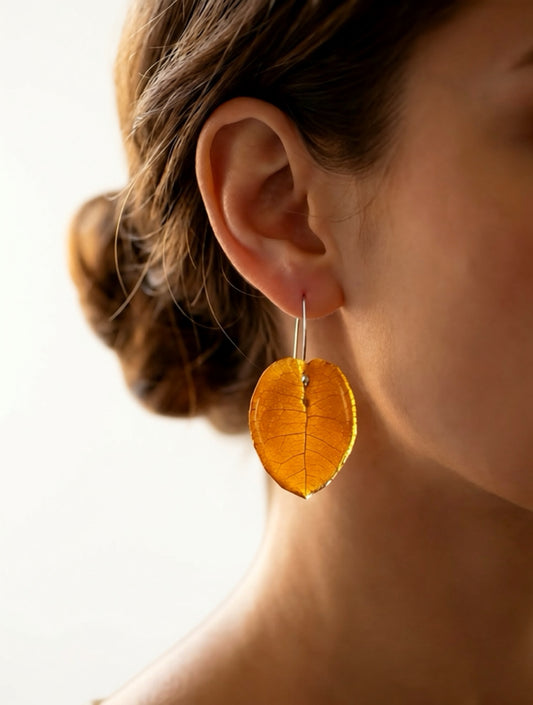 Golden Amber Bougainvillea Petal Earring
