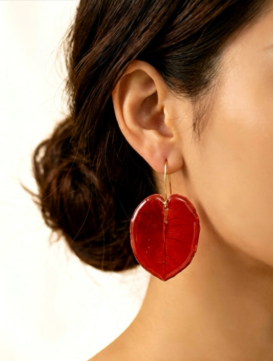 Scarlet Red Bougainvillea Petal Earring