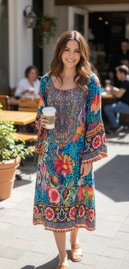 Crystal-Embellished Viscose Silk Dress