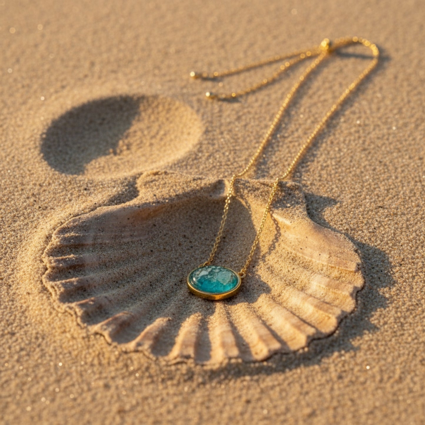Oval Sand & Shell Necklace