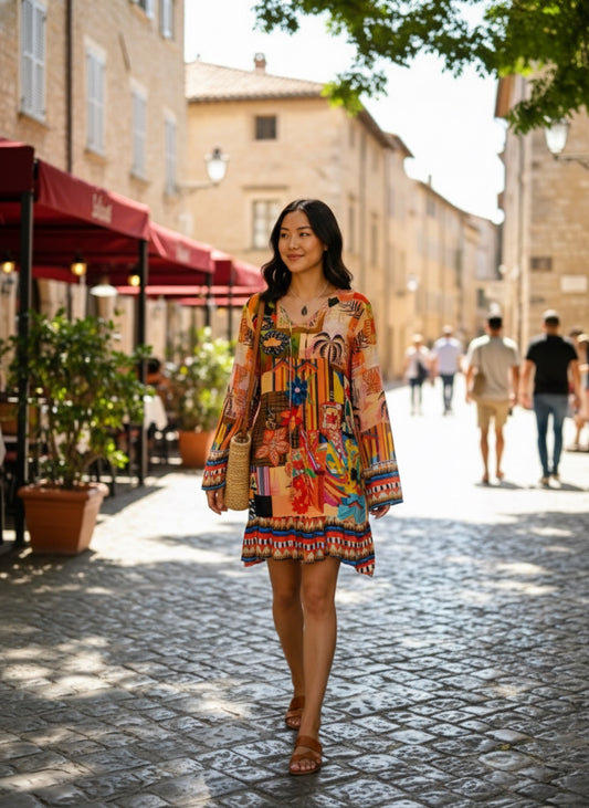 Printed Viscose Silk Dress