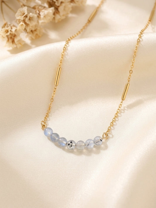 Labradorite bead accent necklace with gold plated chain
